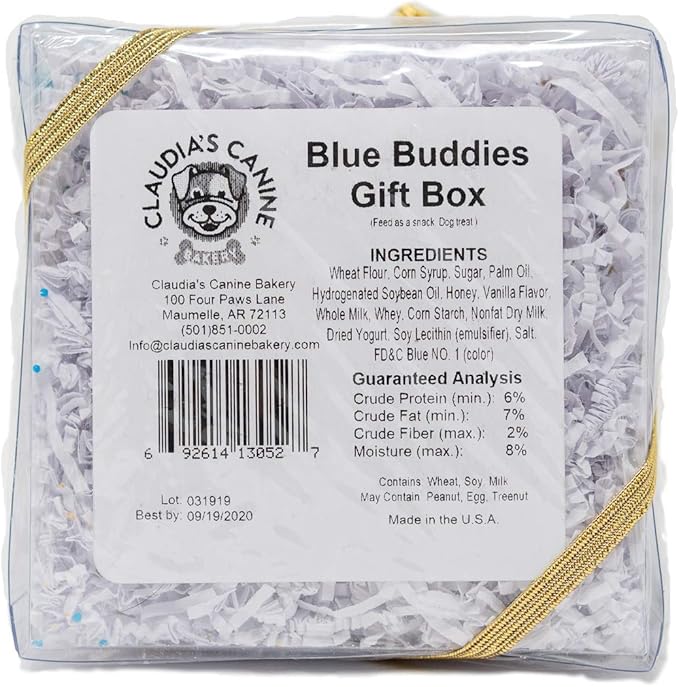 Claudia's Canine Signature Gift Box Of Dog Cookie Treats, 7-Ounce, Blue Buddies