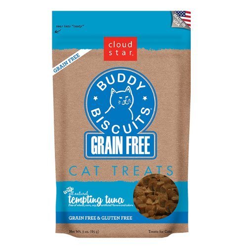 Cloud Star Grain Free Buddy Biscuits for Cats, Tempting Tuna, 3 Ounce(2Pack)