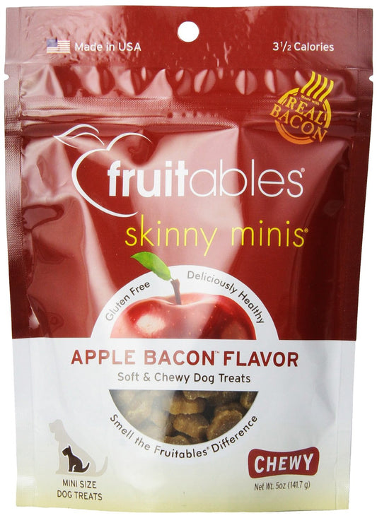 Fruitables Skinny Minis 5 Ounce Apple Bacon Low Calorie Soft and Chewy Training Treat Pack of 3