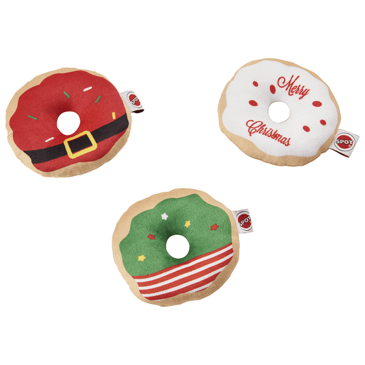 ETHICAL/SPOT Holiday Glazed Christmas Donuts Cat Toy - 4" Assorted styles- 1 Unit