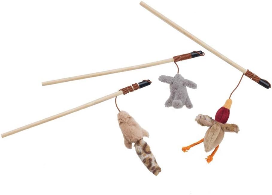 Ethical Pets Skinneeez Forest Friends Teaser Wand Cat Toy With Catnip - 13"