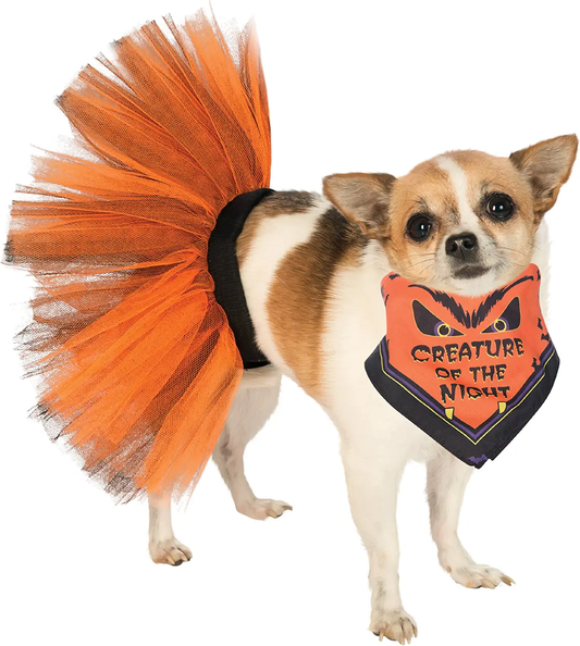 PET ORANGE/BLACK TUTU - Medium/Large