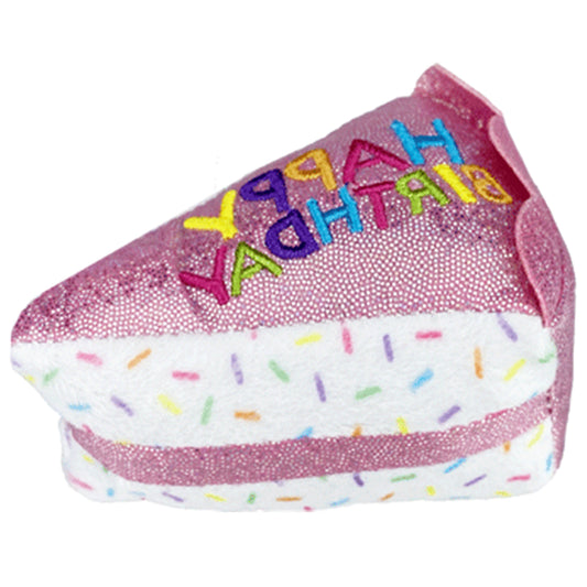 Multipet Birthday Cake Slice Cat Toy with Catnip - Pink (3")