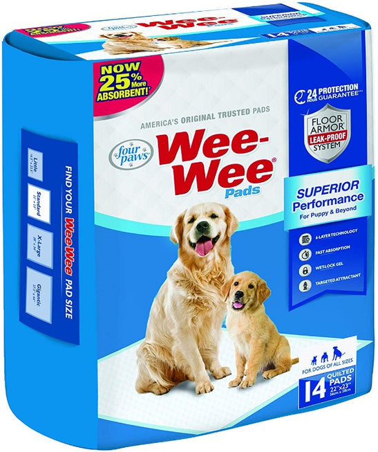 Four Paws Wee Wee Pads Original 14 Pack (22" Long x 23" Wide)