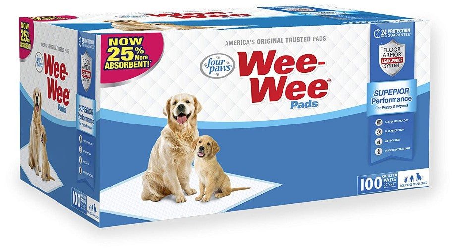 Four Paws Wee Wee Pads Original-100 Pack - Box (22" Long x 23" Wide)