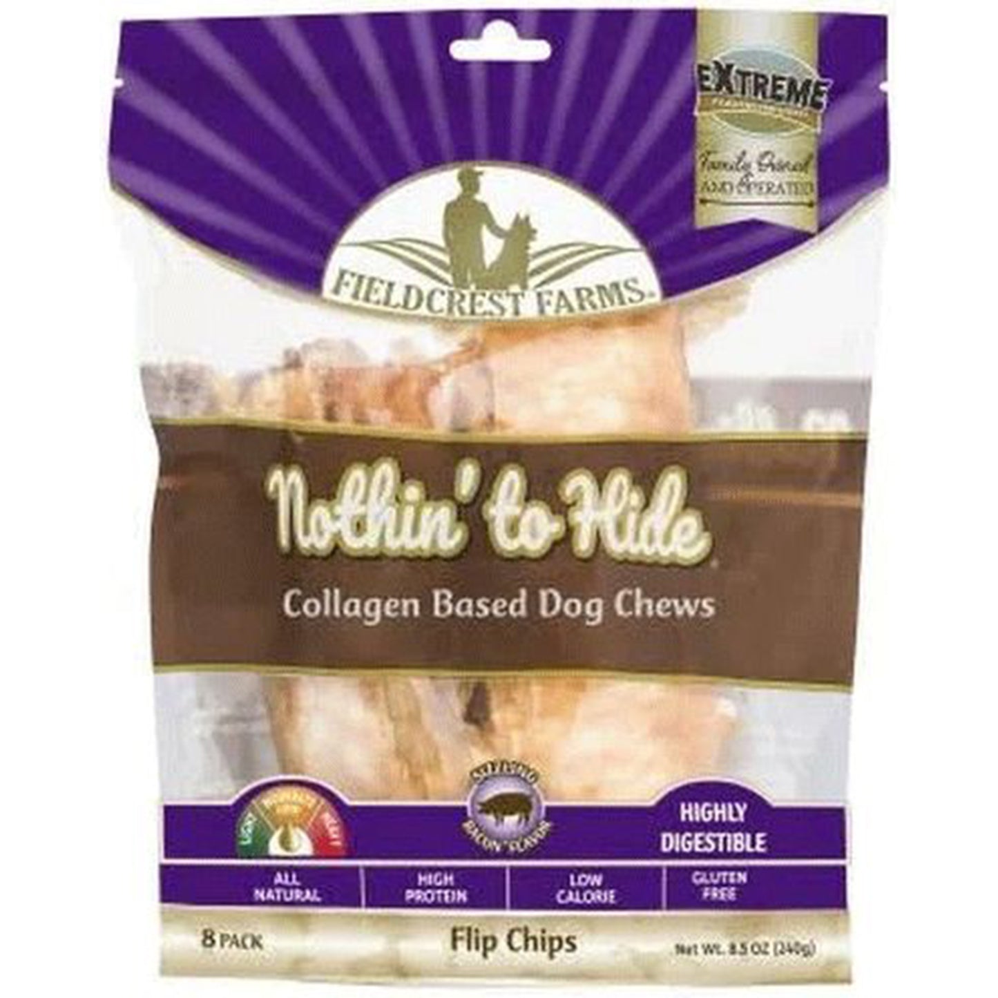 Fieldcrest Farms Nothin’ To Hide Flip Chips  6" Bacon Flavor Dog Treats (Pack of 8)