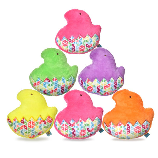 Peeps for Pets Chick 5 Inch Flattie Plush Dog Toy, Assorted Colors - 5 Inches- One Toy