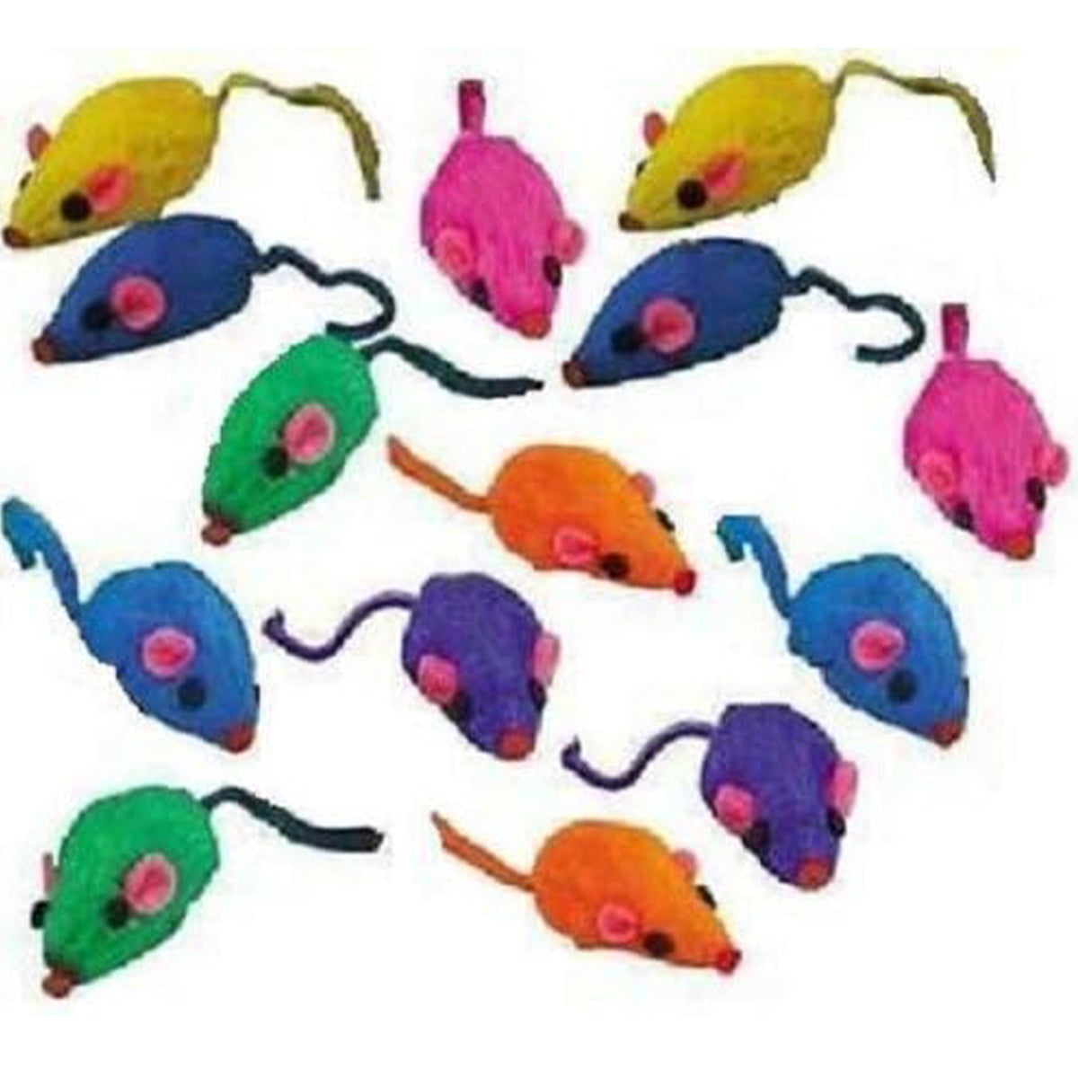 10 Rainbow Mice Cat Toys with Real Rabbit Fur That Rattle by Zanies