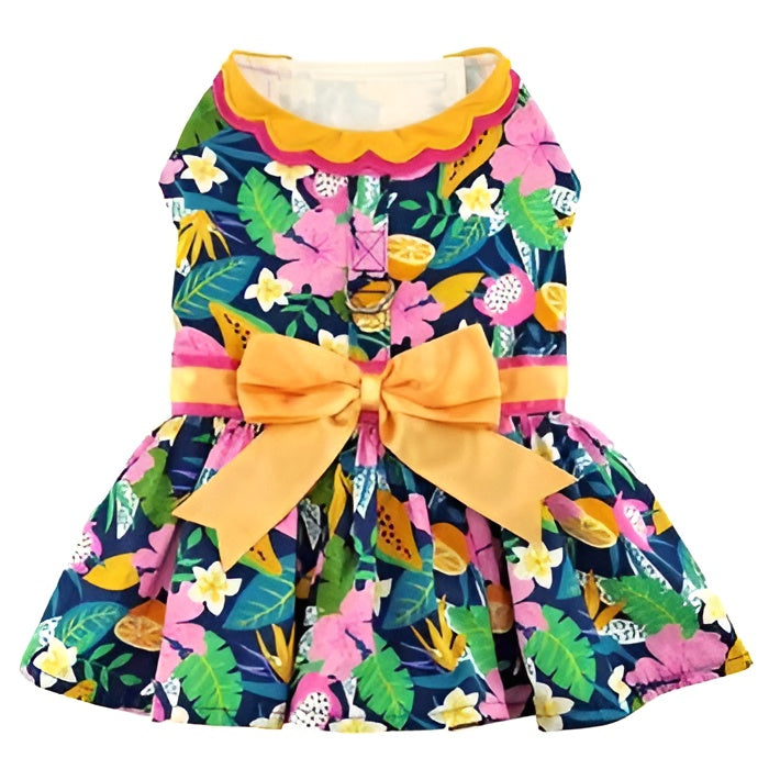 DOGGIE DESIGN Fiesta Floral Dog Dress with Matching Leash