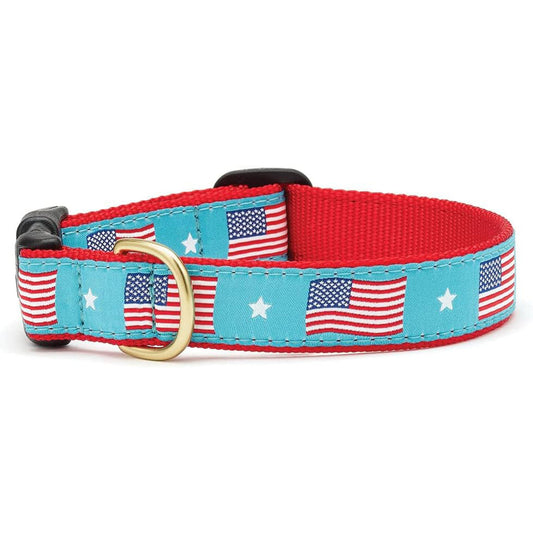 Up Country Flag Day Dog Collar - Medium (12 to 18 inches) 1 inch Wide Width