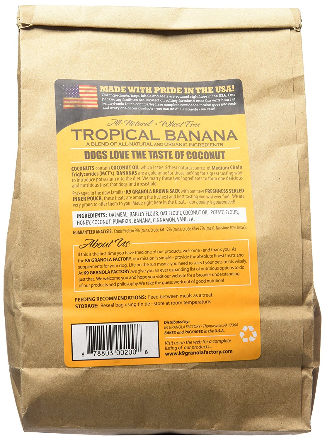 K9 Granola Factory Coconut Crunchers for Dogs All Natural Tropical Banana, 14-Ounces