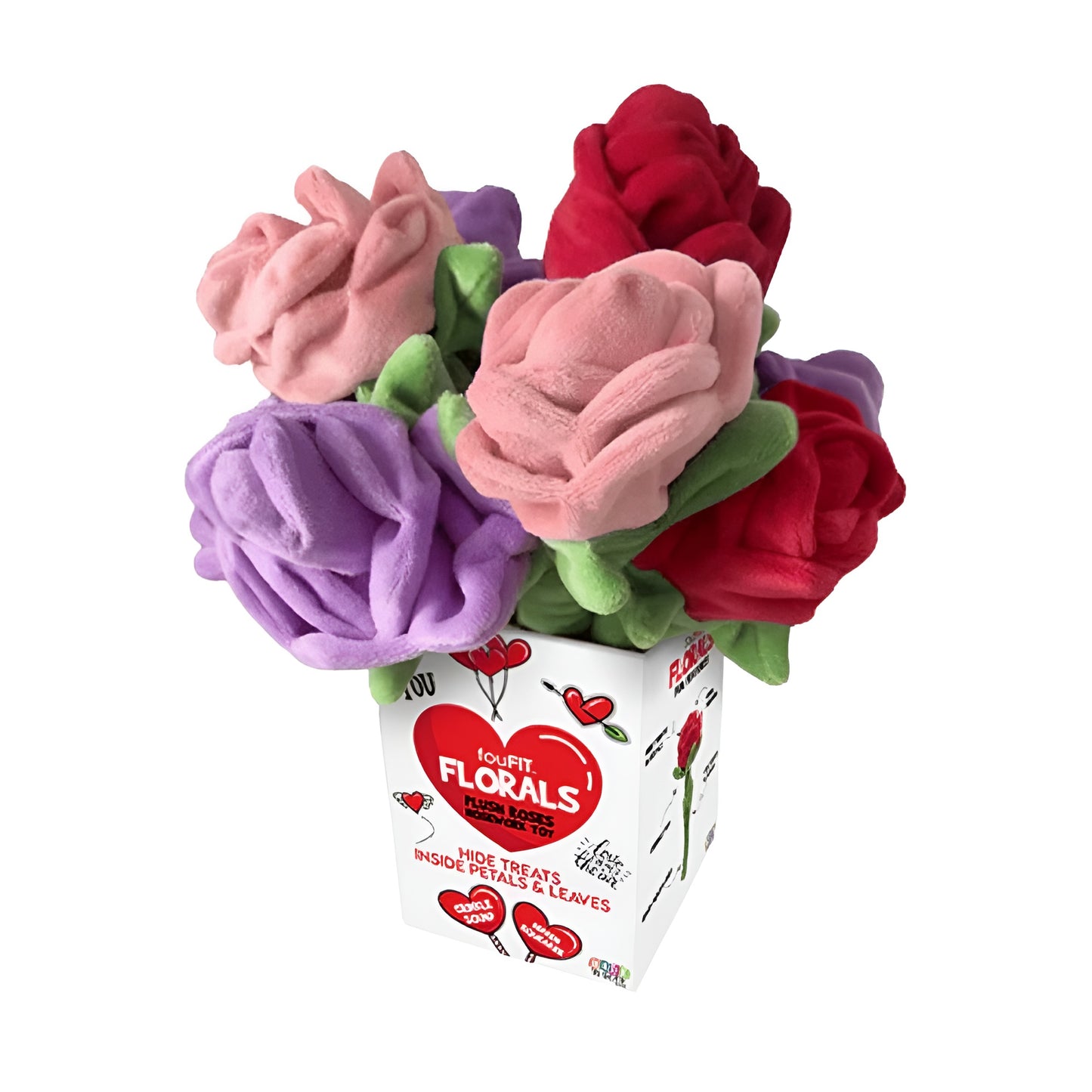 FouFIT Hide 'n Seek Florals Plush Rose Valentine's Toy for Dogs - Pink