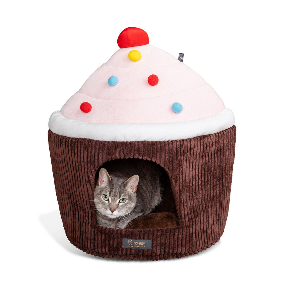 Nandog Large Prive Dog Bed / Cat Hut - Cupcake Chocolate