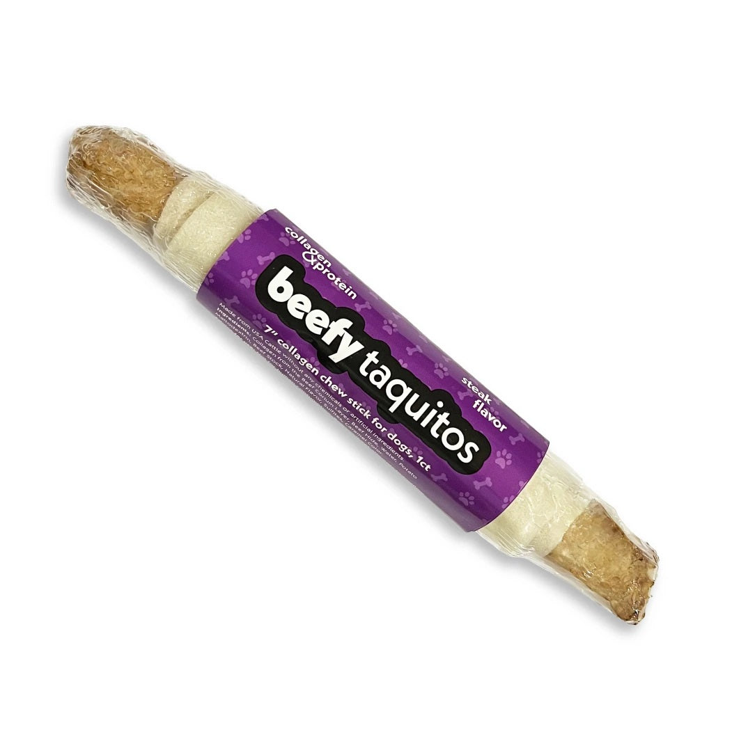 Frankly Beefy Taquito 7-inch Beef Steak Rawhide Dog Chew