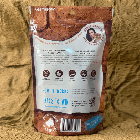 FUREVER FIERCE Rabbit Ribbon (Flank) Dog Treats 5ct Bag