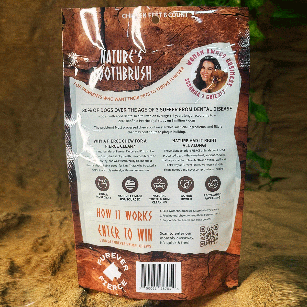 FUREVER FIERCE Chicken Feet Dog Treats 6ct Bag