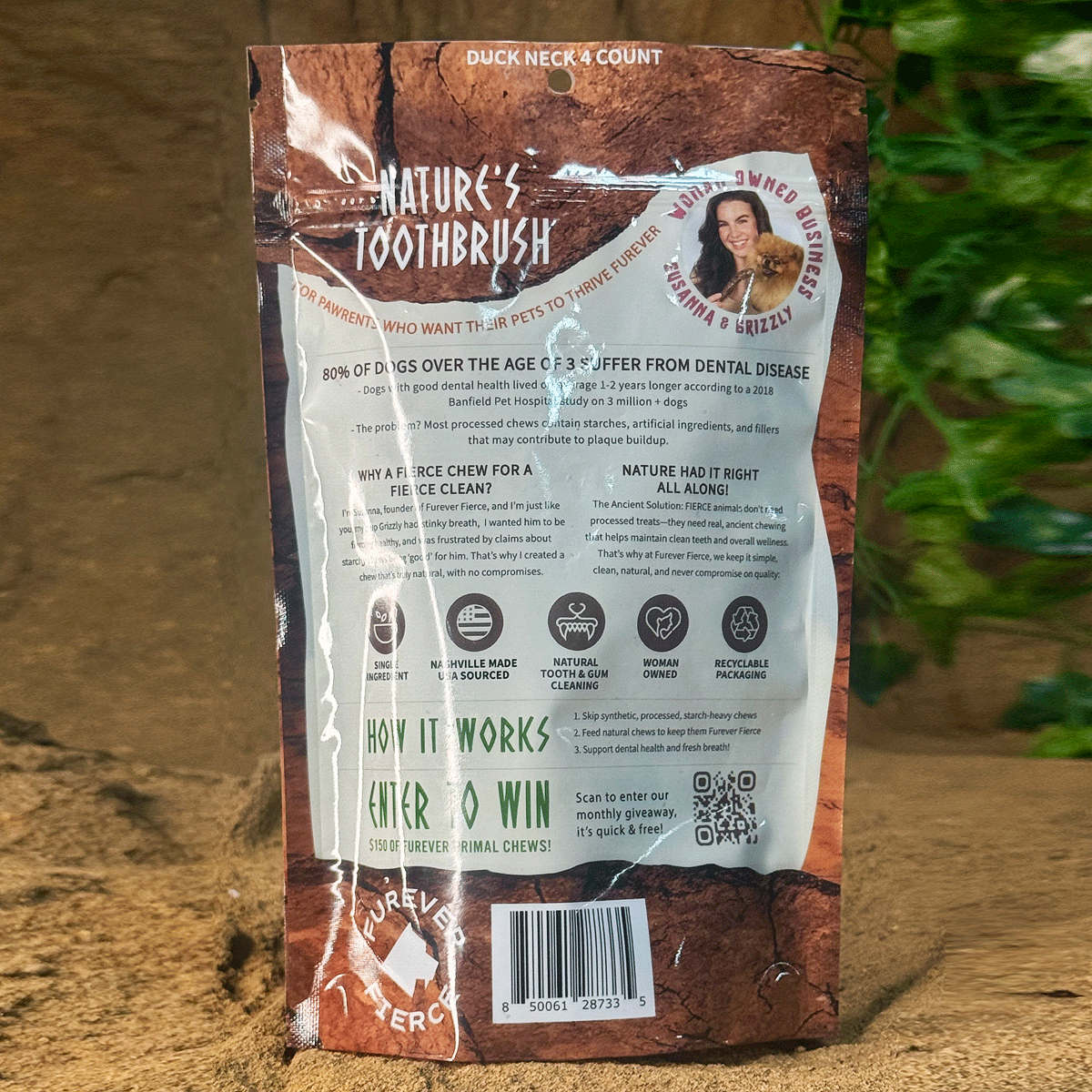 FUREVER FIERCE Duck Neck Dog Treats 4ct Bag