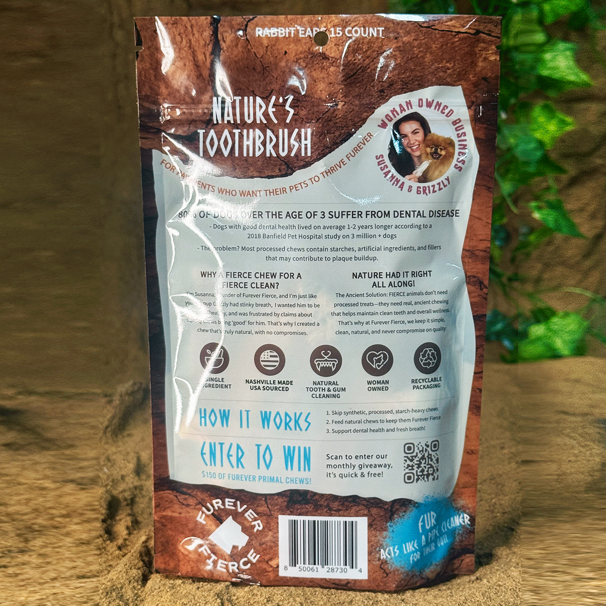 FUREVER FIERCE Rabbit Ears Dog Treats 5ct Bag