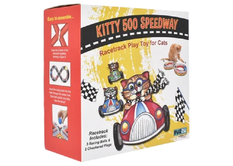 Multipet Kitty Racetrack Cat Toy with 3 Racing Balls - 9.25" H x 23.6" W