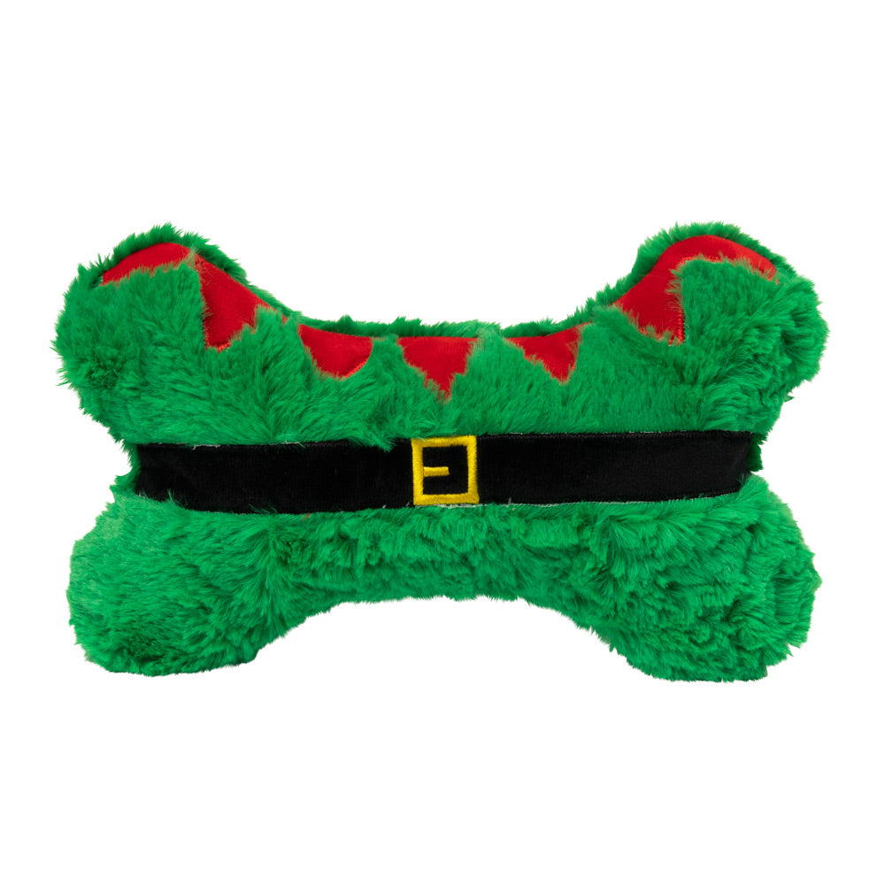FuzzYard Elf Furry Bone Holiday Dog Toy - 12"