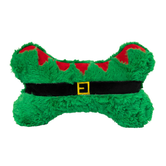 FuzzYard Elf Furry Bone Holiday Dog Toy - 12"