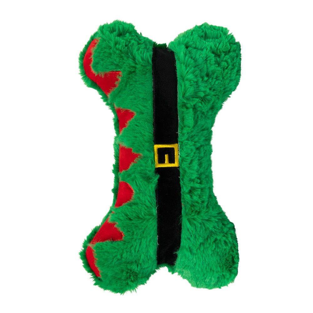 FuzzYard Elf Furry Bone Holiday Dog Toy - 12"