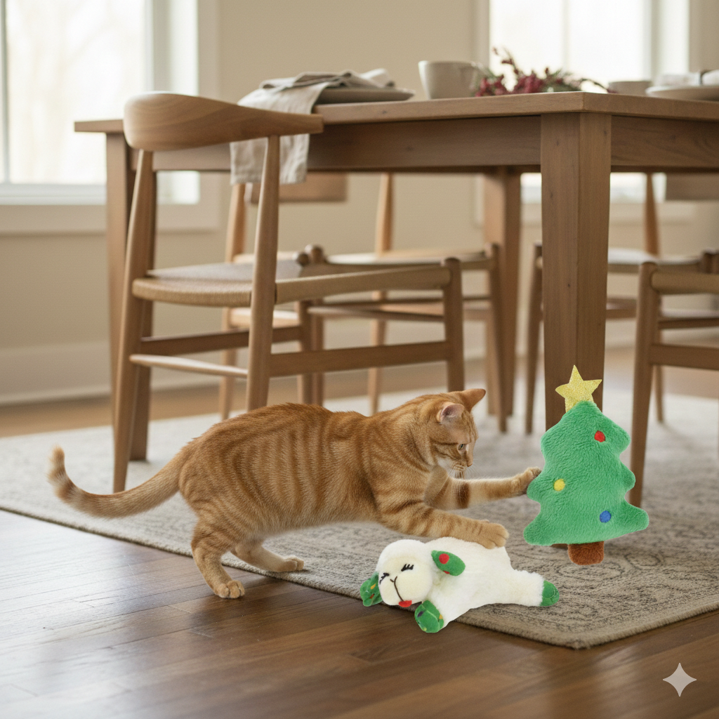 Multipet Lamb Chop Christmas tree Holiday Cat Toy - 2Pk