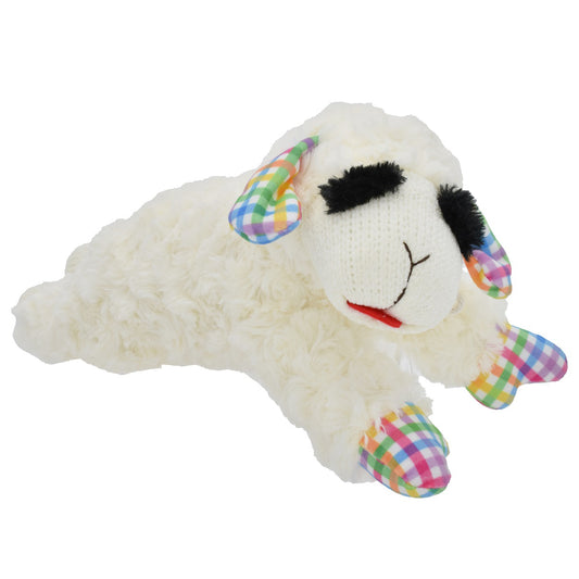 Multipet Spring Lamb Chop Plush Dog Toy - Plaid (10.5")
