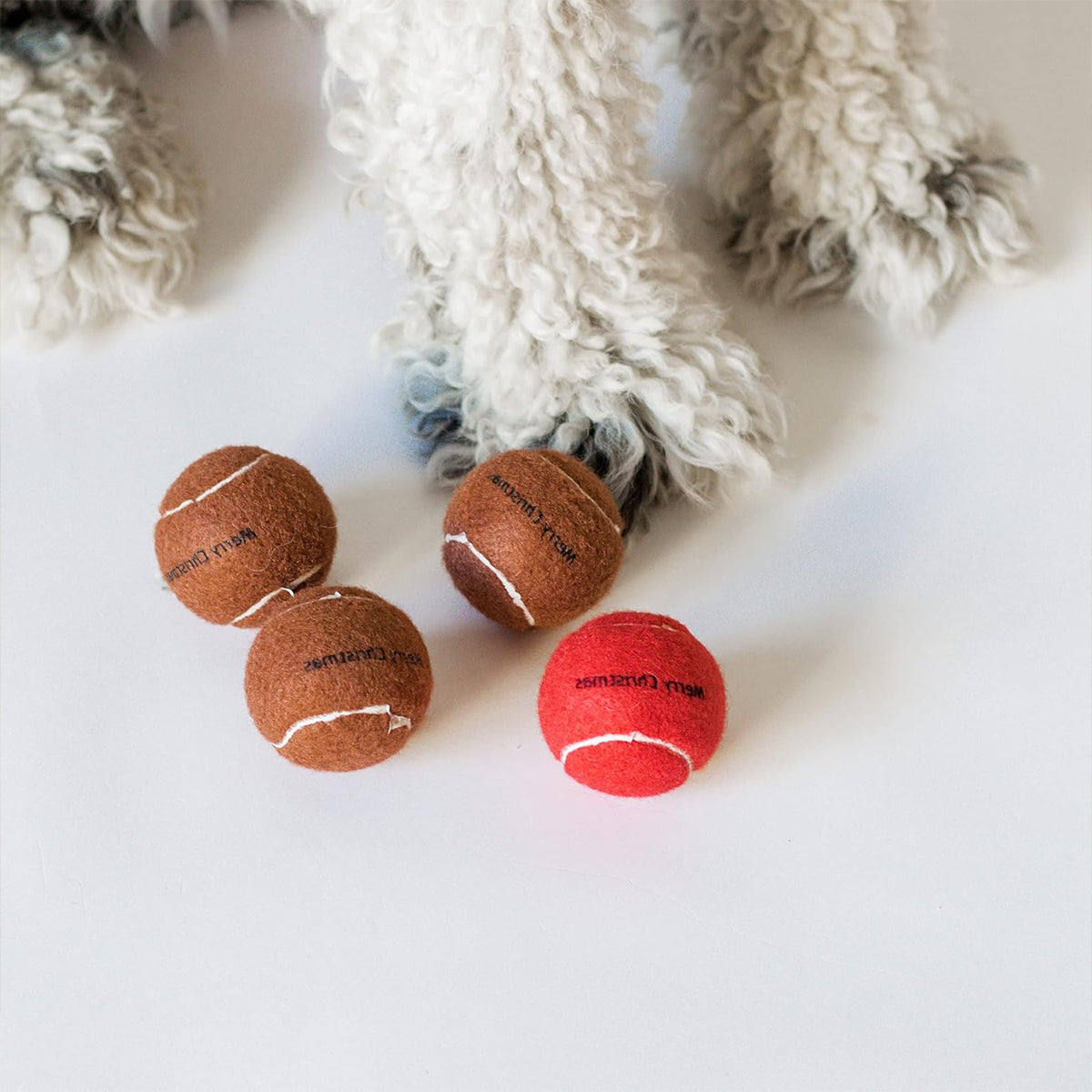 Midlee Red Nose Christmas Mini Dog Tennis Balls