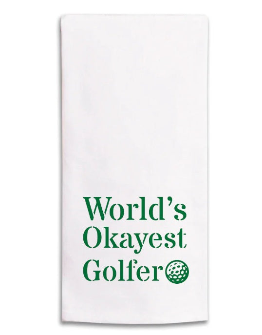Rustic Marlin Worlds Okayest Golfer Tea Towel