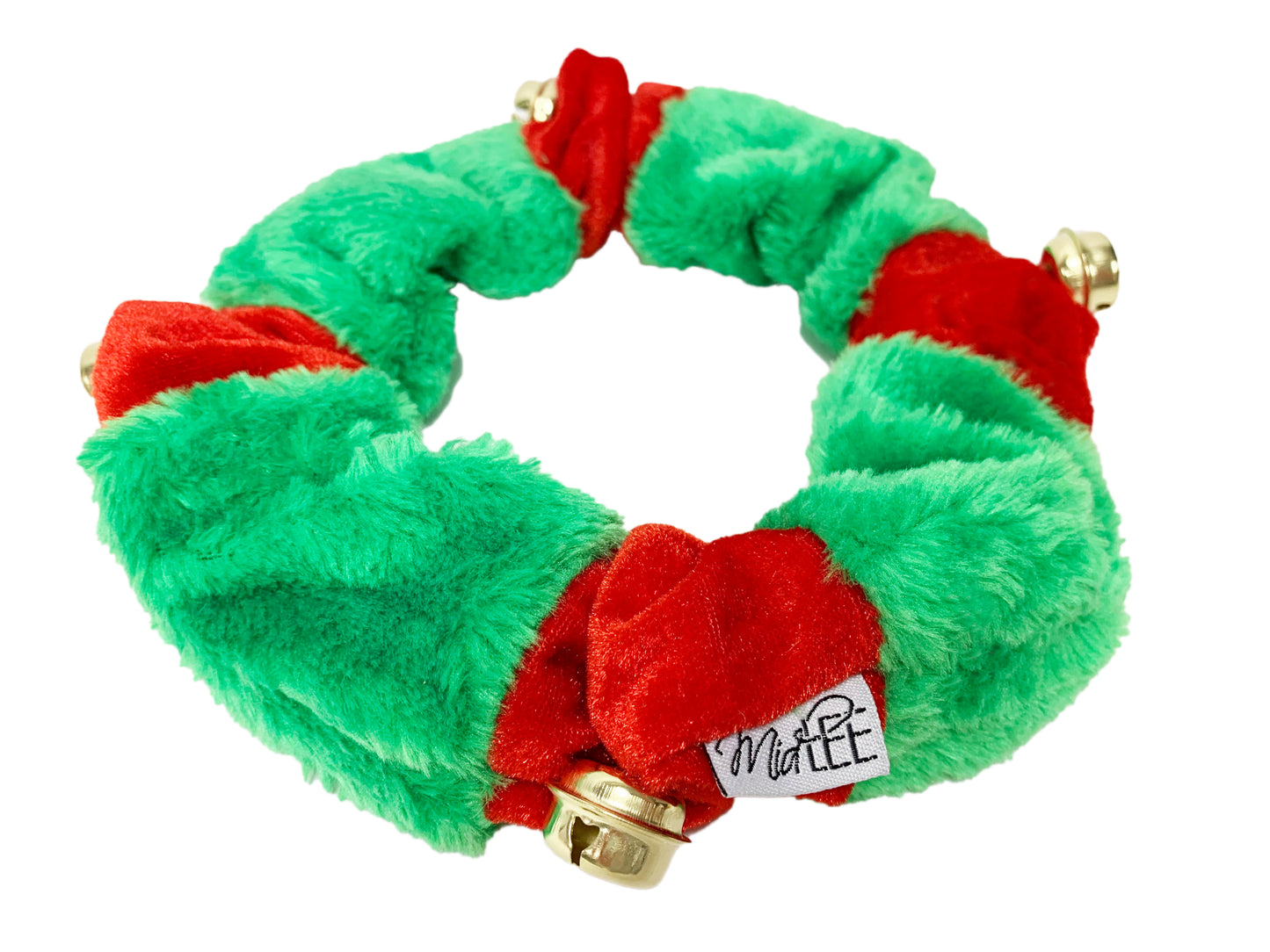 Midlee Reindeer Antlers and Green/Red Bell Collar for Large Dogs