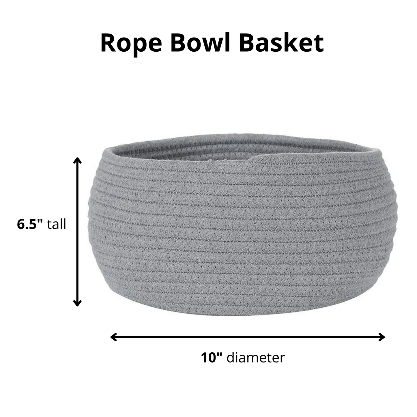Midlee Rope Bowl Toy Basket- Grey