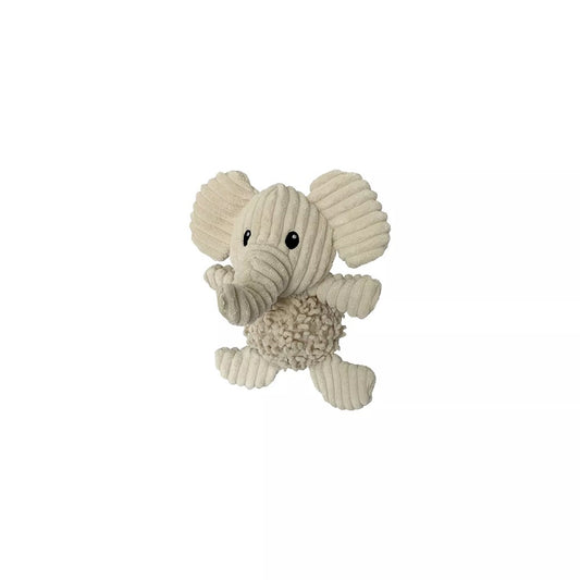 Petlou Durable Natural Nubby Plush Dog Toys with Squeaker and Crinkle Paper - 10" Natural Elephant
