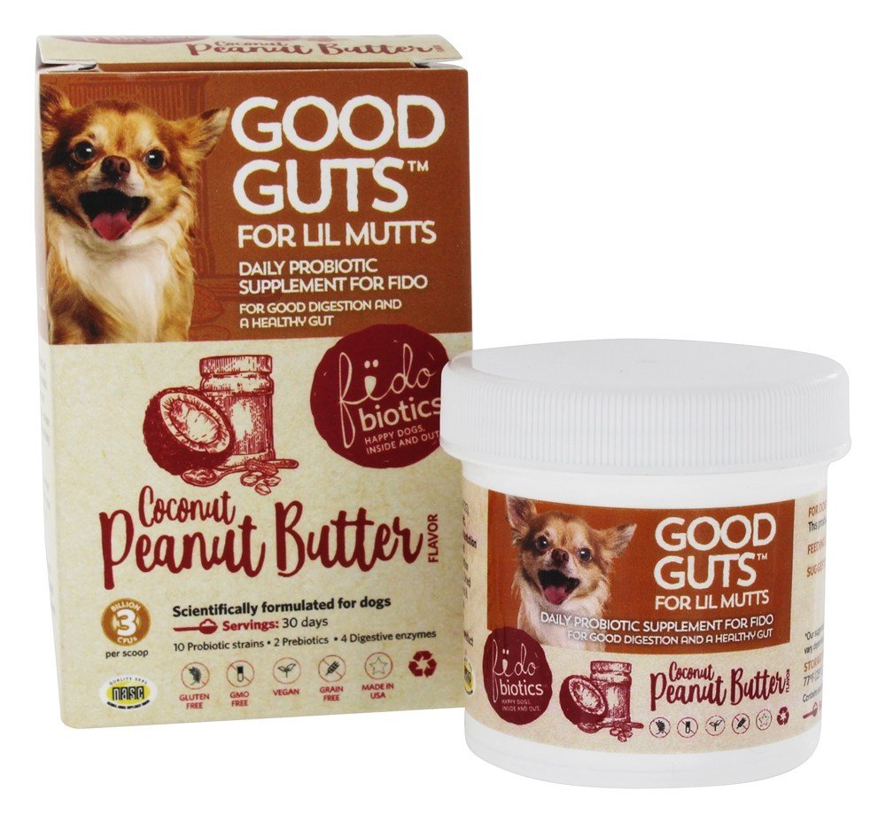 Fidobiotics Good Guts Daily Probiotic for Lil Mutts Coconut Peanut Butter 3 Billion CFUs 0 5 oz 15 g