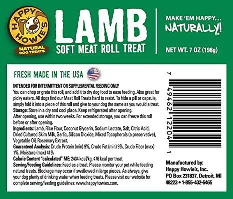 HAPPY HOWIE'S Soft Meat Roll Dog Treat - Lamb (7 oz)