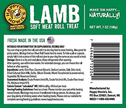 HAPPY HOWIE'S Soft Meat Roll Dog Treat - Lamb (7 oz)