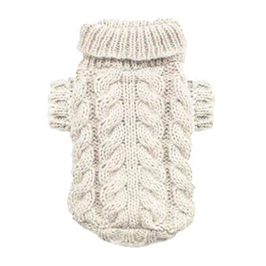 Hip Doggie Angora Cable Knit Sweater - Sand (X-Large)