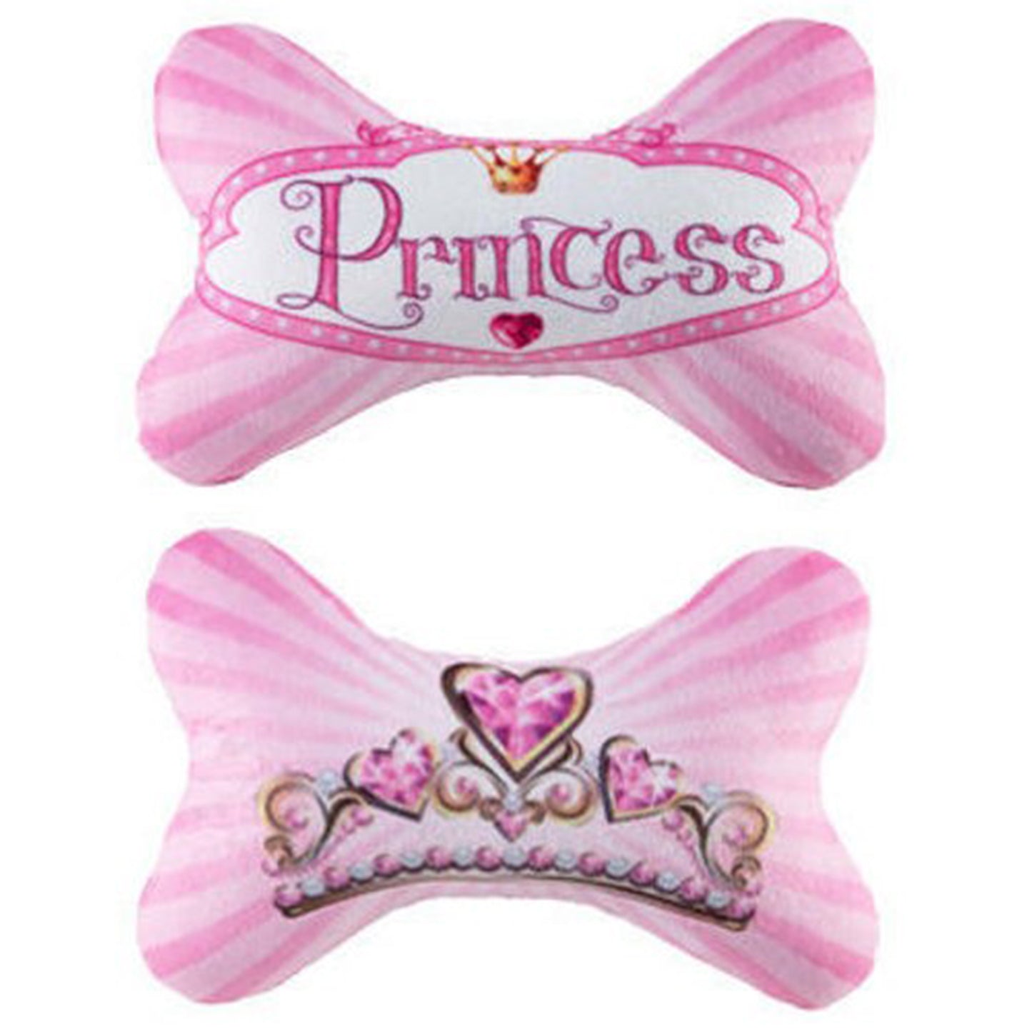 Hip Doggie Princess Plush Squeaker Bone Toy - Medium