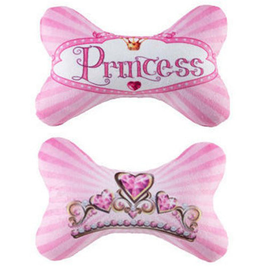 Hip Doggie Princess Plush Squeaker Bone Toy - Medium