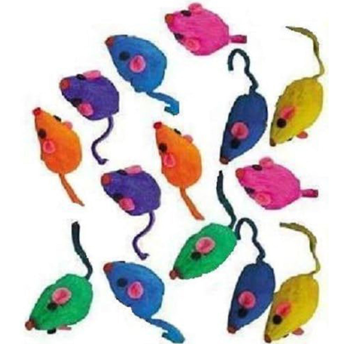 10 Rainbow Mice Cat Toys with Real Rabbit Fur That Rattle by Zanies