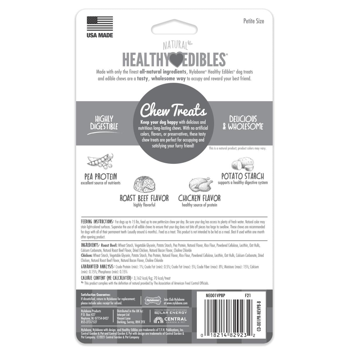 Nylabone Healthy Edibles Dog Chews - Variety Pack- 8 Bones