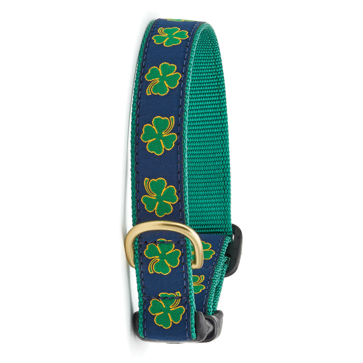 Up Country Navy Shamrock Pattern Dog Collar - Large (15 to 21 inches) 1 inch Wide Width