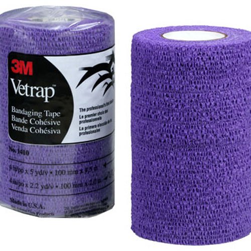 3M Vetrap 4" Bright Color Bandaging Tape, 4"x 5 Yards, Pillow Box, 6 Rolls (Purple)