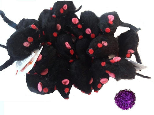 10 Realistic Black Mice Cat Toys with Real Rabbit Fur by Zanies
