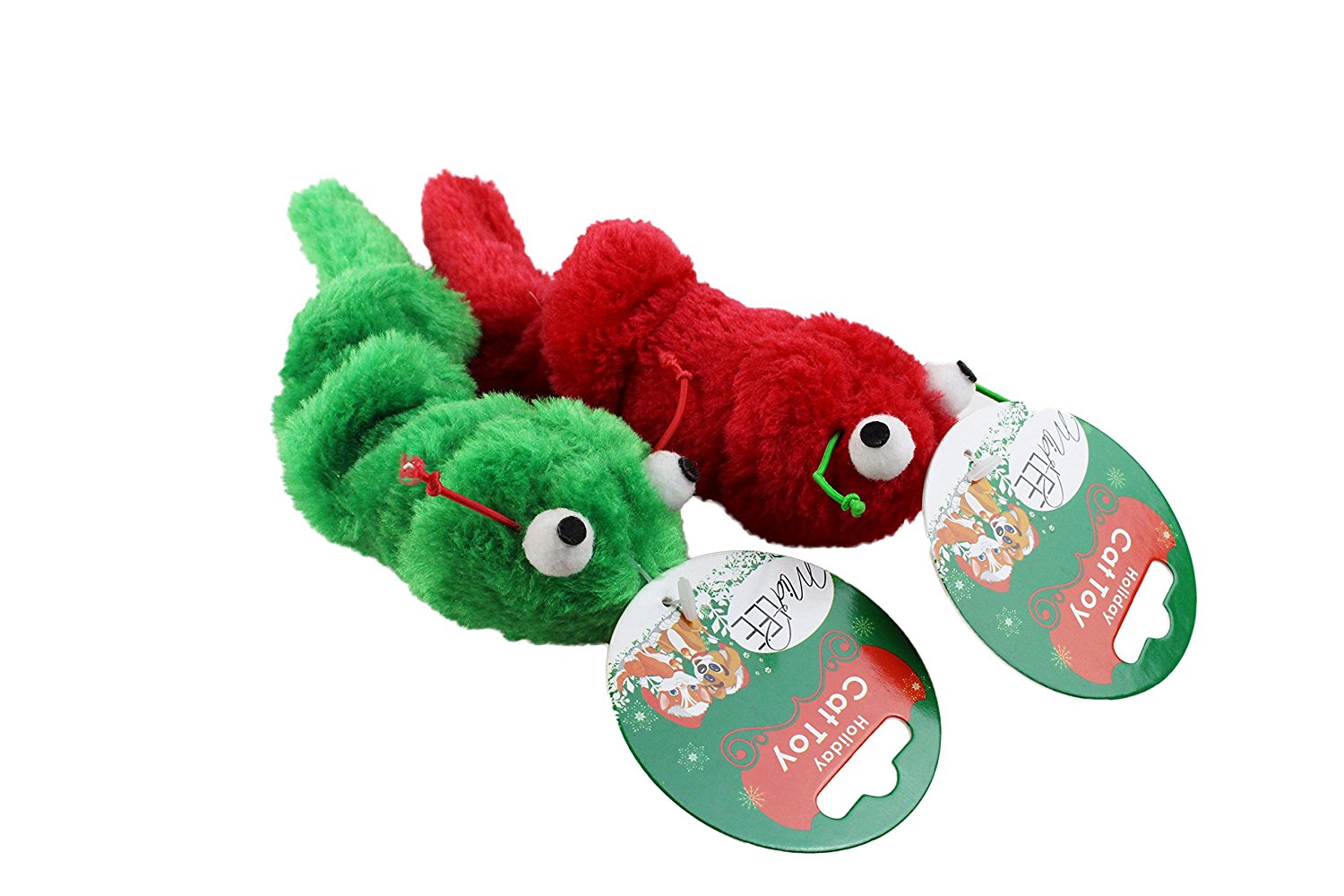 Midlee Vibrating Christmas Caterpillar Cat Toy- 2 Pack Midlee Vibrating Christmas Caterpillar Cat Toy- 2 Pack