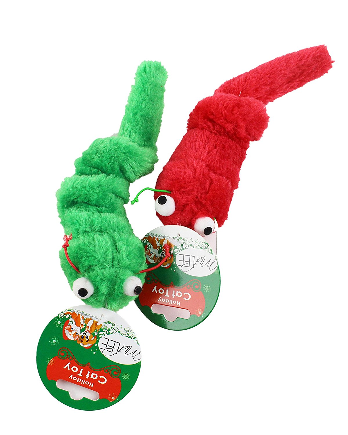 Midlee Vibrating Christmas Caterpillar Cat Toy- 2 Pack