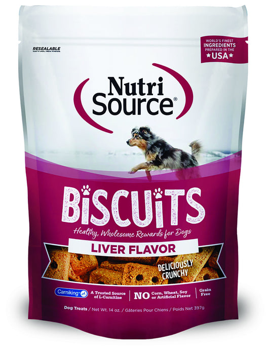 NutriSource Grain Free Liver Biscuit Crunchy Dog Treats - 14 Oz