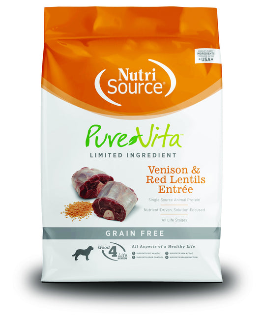 NutriSource PureVita Grain Free Venison & Red Lentils Entree Dry Dog Food - 25 lbs