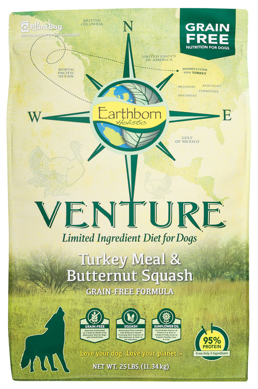 Earthborn Holistic Venture Smoked Turkey & Butternut Squash Dog Food - 25 lbs