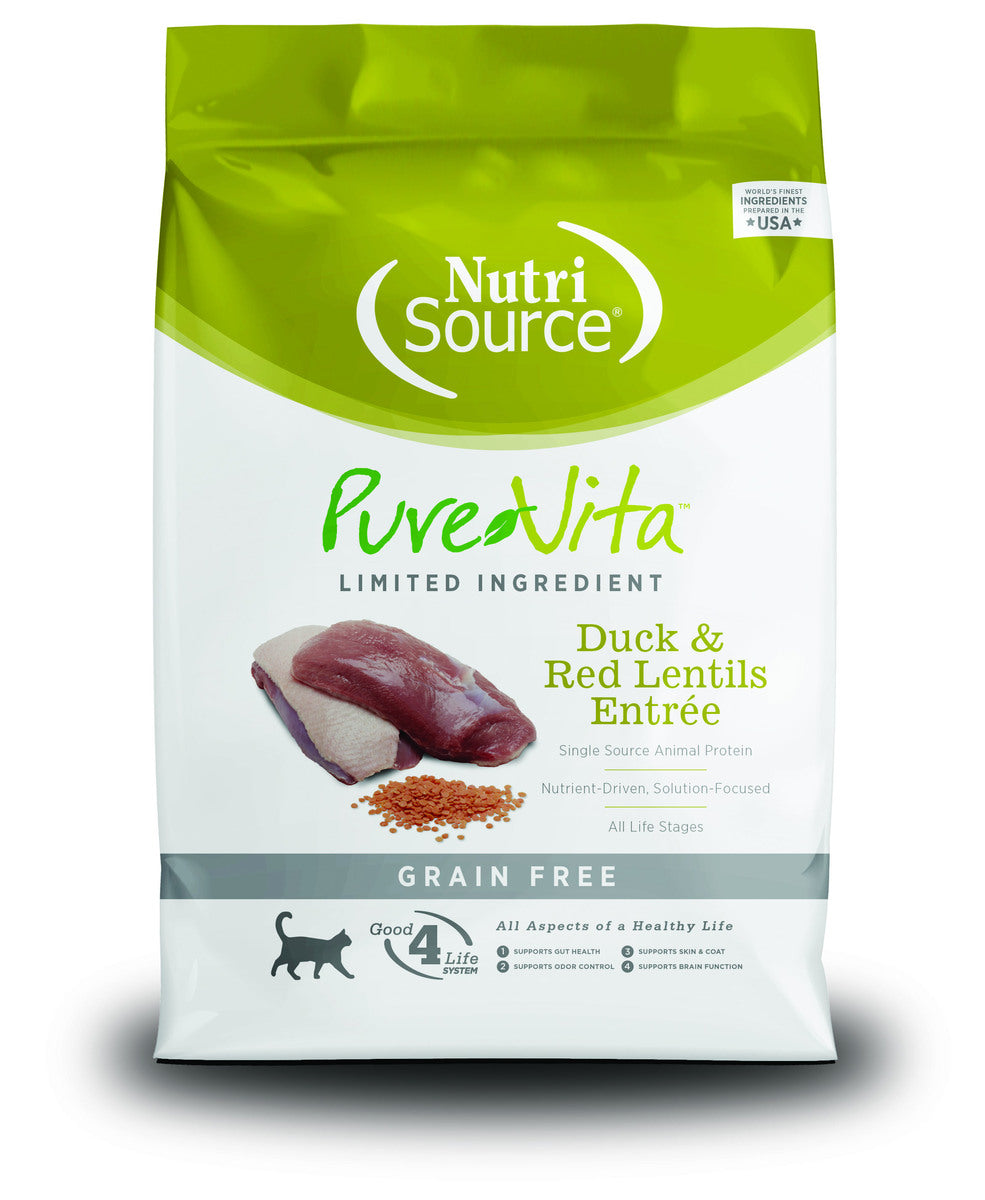 NutriSource PureVita Grain Free Duck and Red Lentils Entree Dry Cat Food - 15 lb